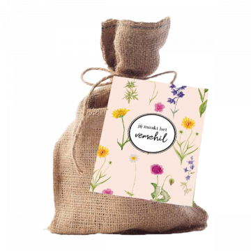 Jute touwtje Jij maakt het verschil (bijen/vlindermengsel)